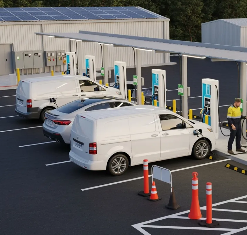 Commercial EV charging stations and load management