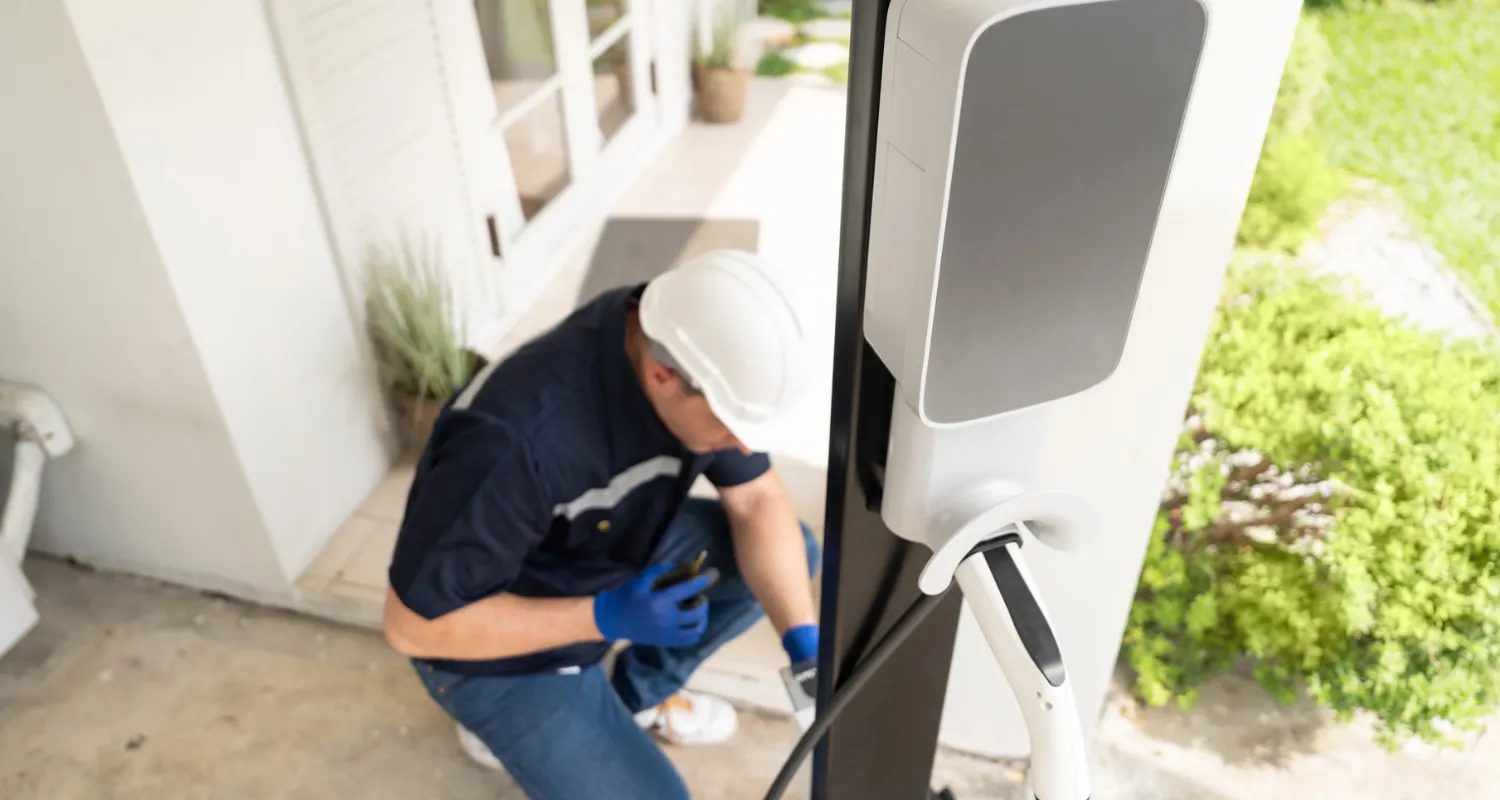 Professional EV charger mounting and conduit routing